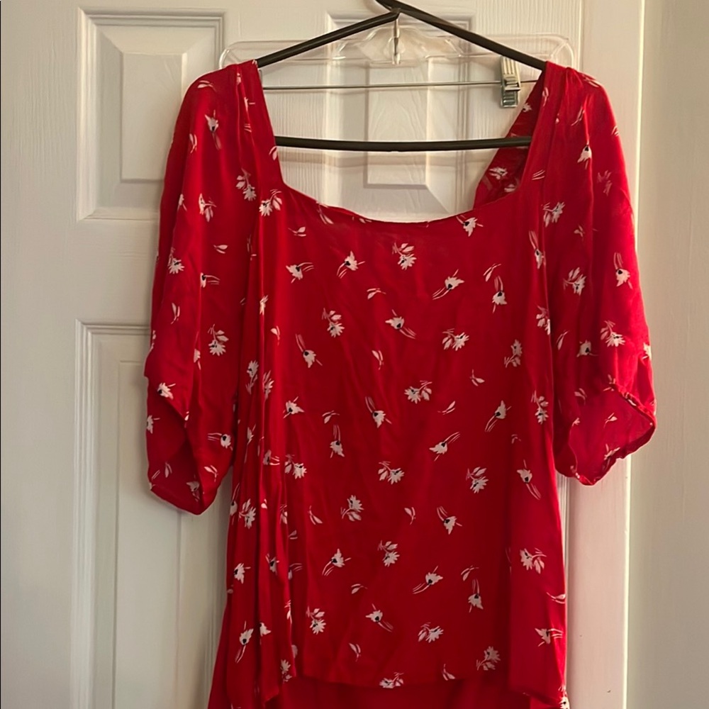 Red Floral Women's Top